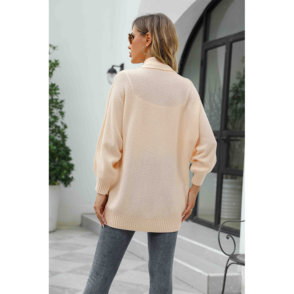 V For City Women's Open Front Cardigan Waffle Knit Sweater