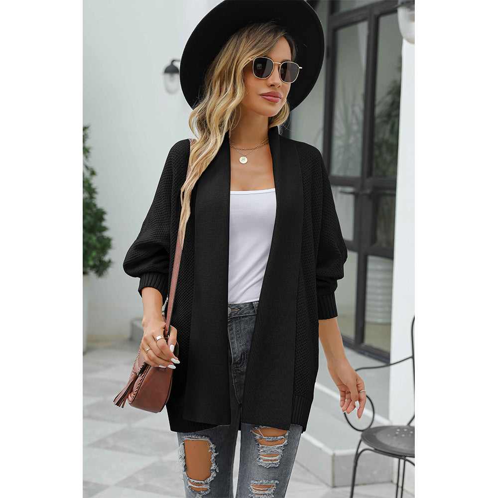 V For City Women's Open Front Cardigan Waffle Knit Sweater
