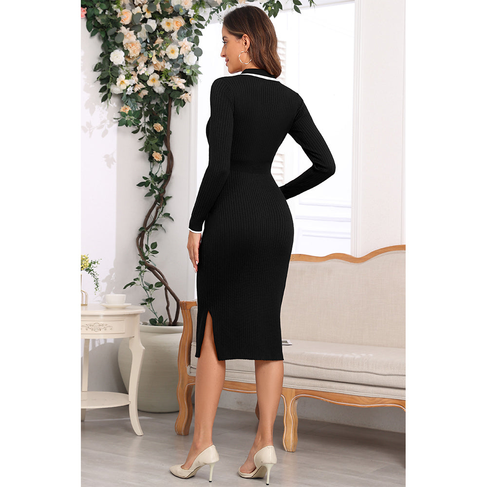 V For City Women's Long Sleeve Collared Maternity Sweater Dress