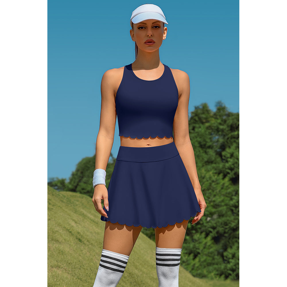 Attraco Women's Tennis Outfits Racerback Golf Activewear Exercise Workout Dress 2 Piece Tennis Skirts Sets