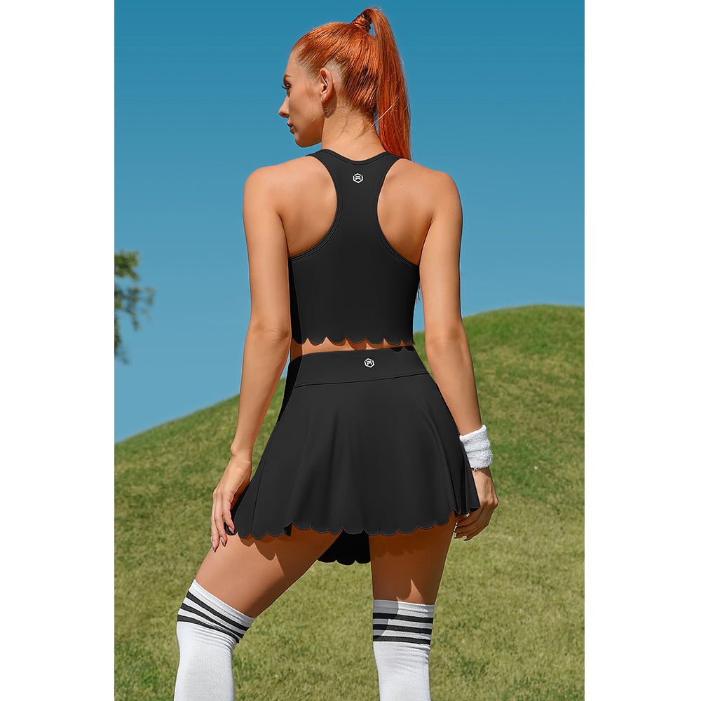 Attraco Women's Tennis Outfits Racerback Golf Activewear Exercise Workout Dress 2 Piece Tennis Skirts Sets