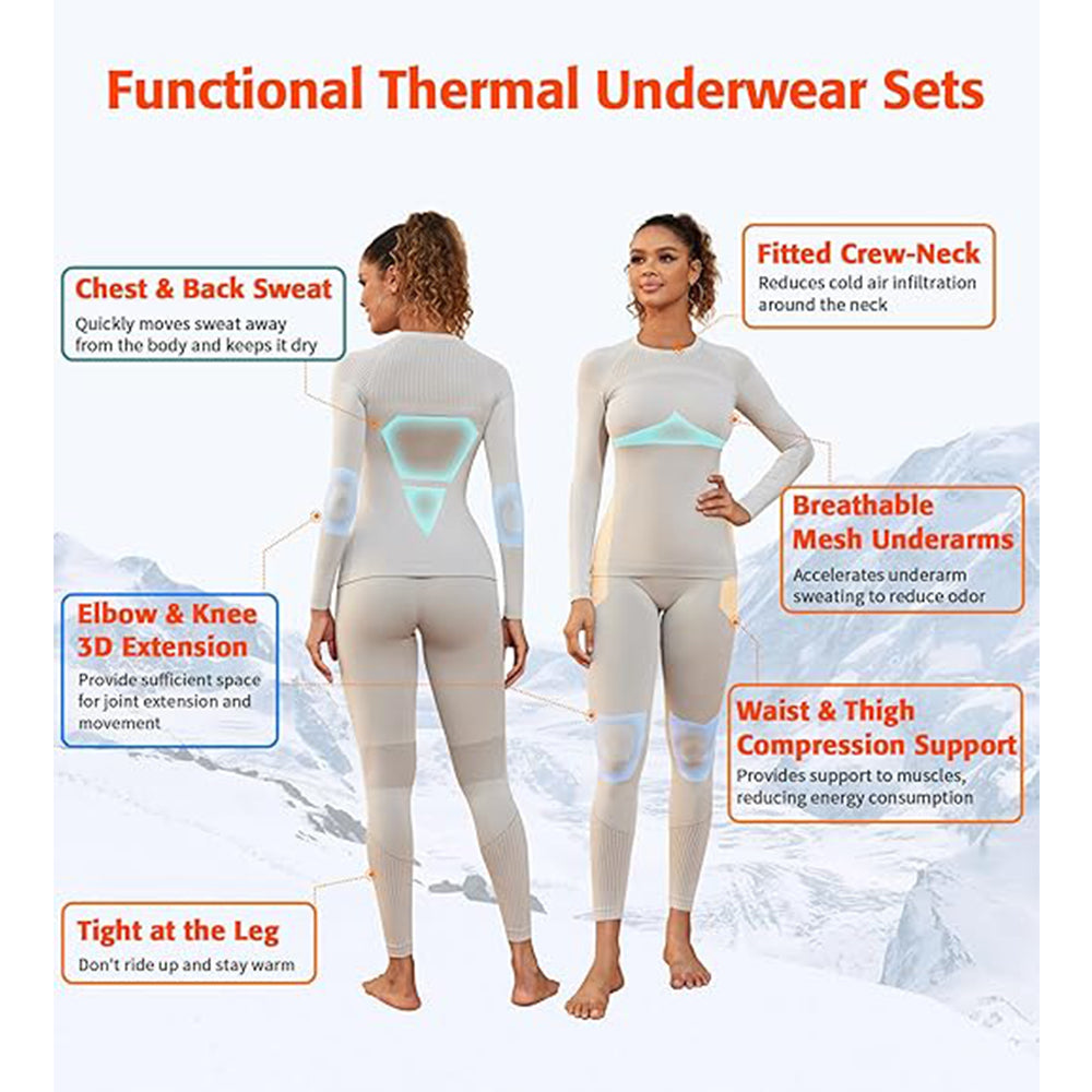 Attraco Women's Thermal Underwear Set Long Johns Warm Base Layer Top & Bottom for Cold Weather