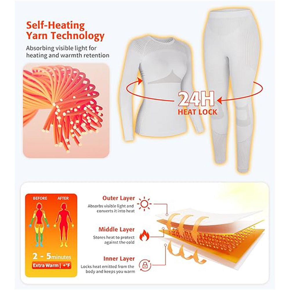 Attraco Women's Thermal Underwear Set Long Johns Warm Base Layer Top & Bottom for Cold Weather