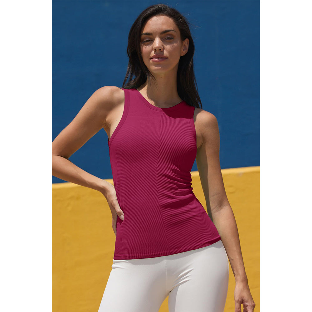 Attraco Women's Workout Tank Tops Seamless Full Length Gym Tops Athletic Yoga Top Built in Bra Sport Tops