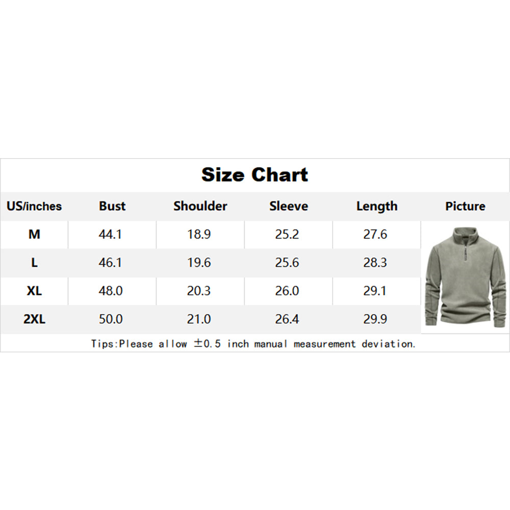 Attraco Men's Fall/Winter New Stand Collar Half-Zip Long-Sleeve Sweatshirt - Polar Fleece Top