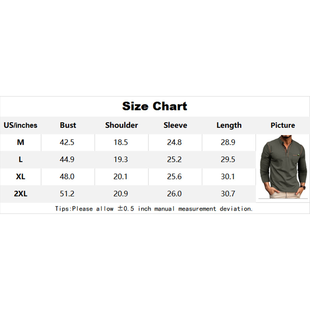 Attraco Men's Long Sleeve Henley Shirt Color Block Casual Pocketed T-Shirt Tops