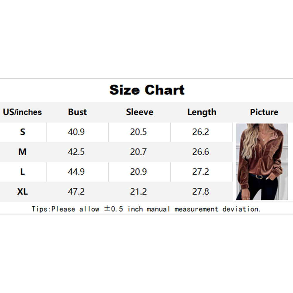 V For City Women's Velvet Collared Lantern Sleeve Button Down Shirts