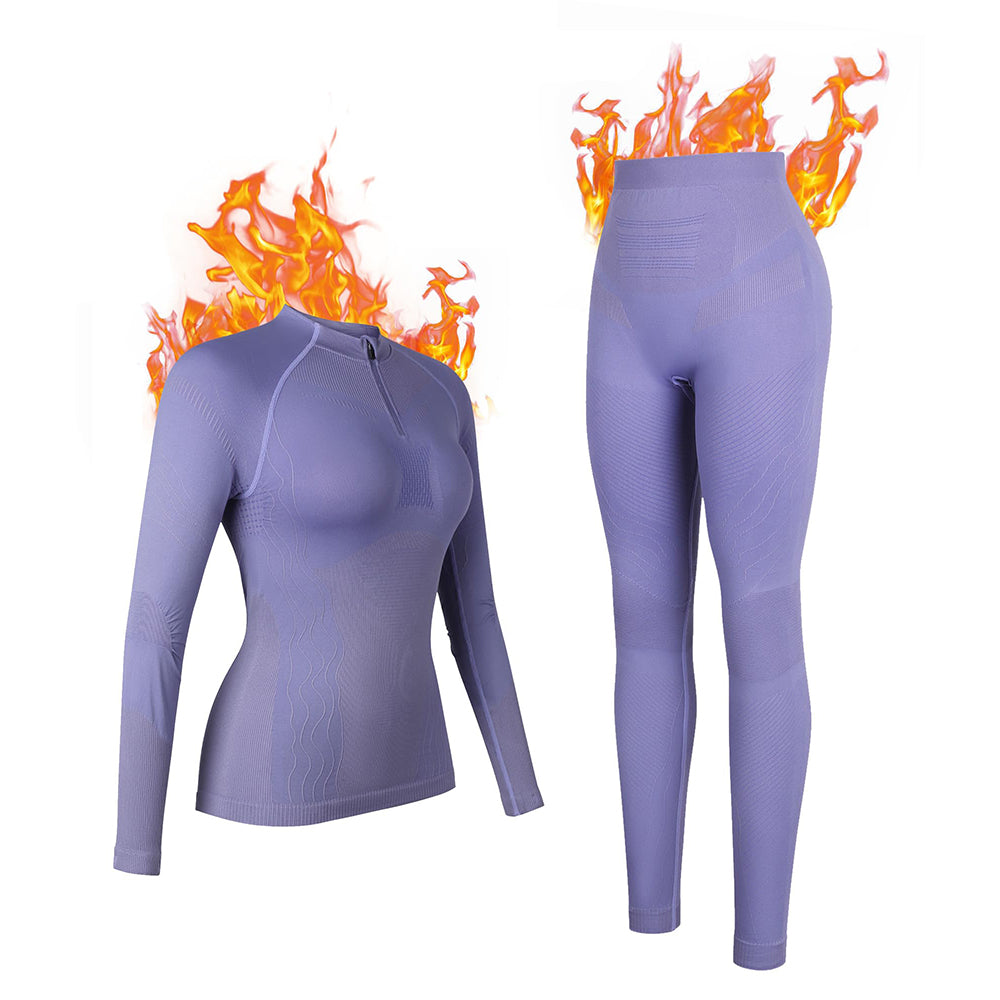 Attraco Women's Thermal Base Layer Set for Skiing Quarter Zip Thermal Underwear for Cold Weather