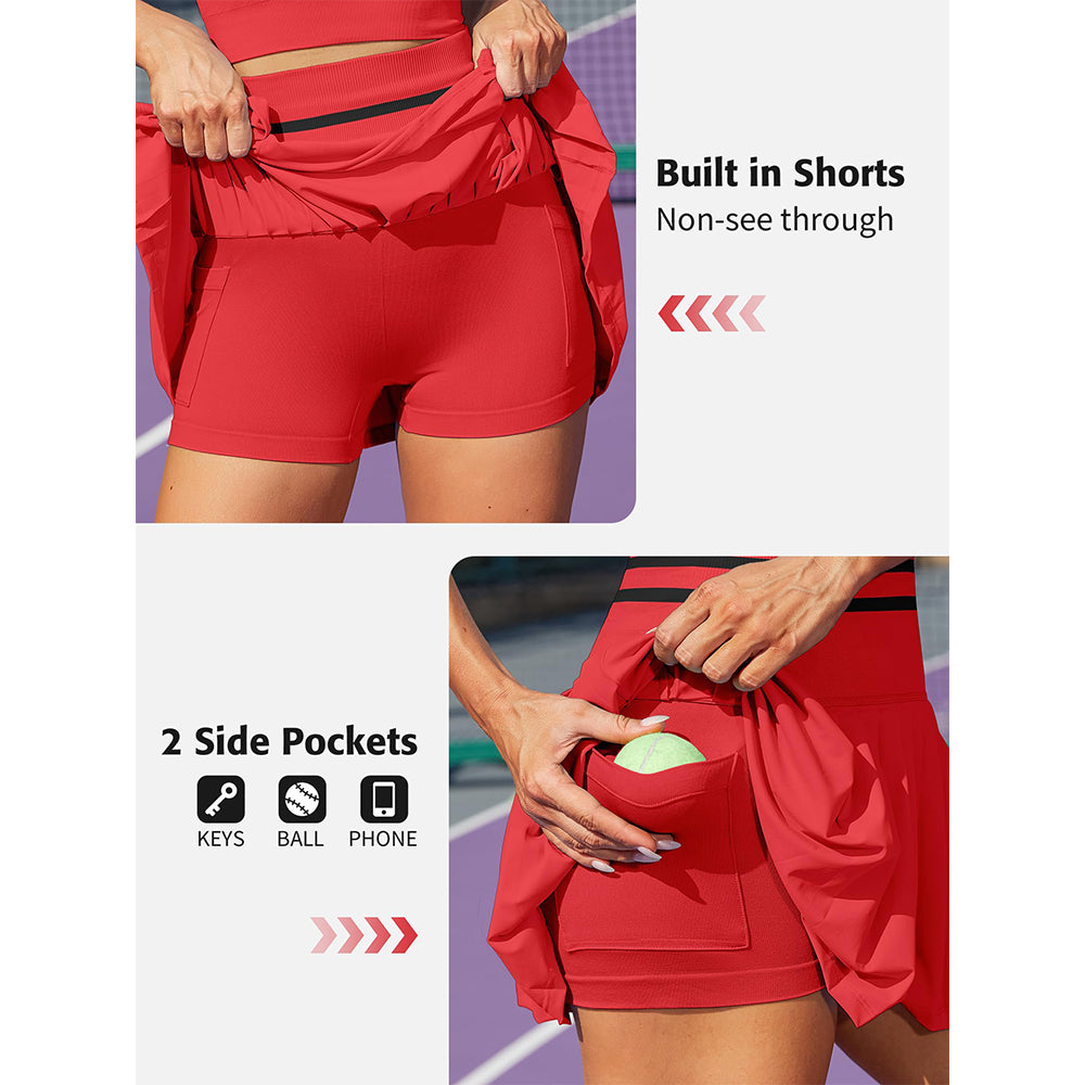 Attraco Women's High Waisted Pleated Skirt Sets Seamless Colorblock Golf Outfits 2 Piece Tennis Dresses
