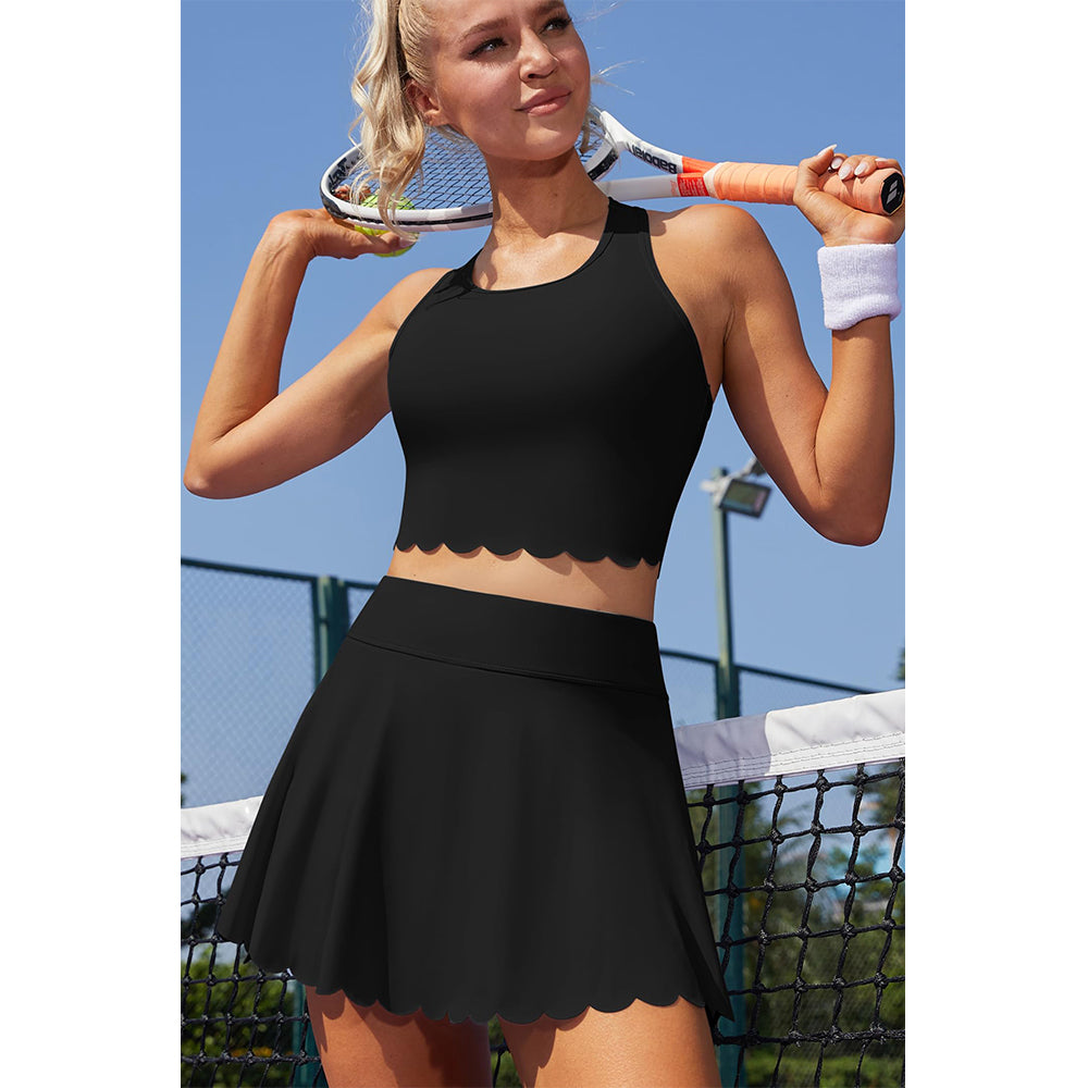 Attraco Women's Tennis Outfits Racerback Golf Activewear Exercise Workout Dress 2 Piece Tennis Skirts Sets
