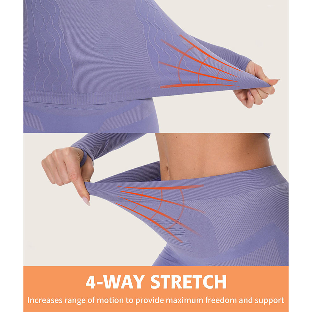 Attraco Women's Thermal Base Layer Set for Skiing Quarter Zip Thermal Underwear for Cold Weather