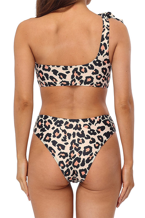 One Shoulder Sexy Bowknot Halter Bikini Swimsuit-7445
