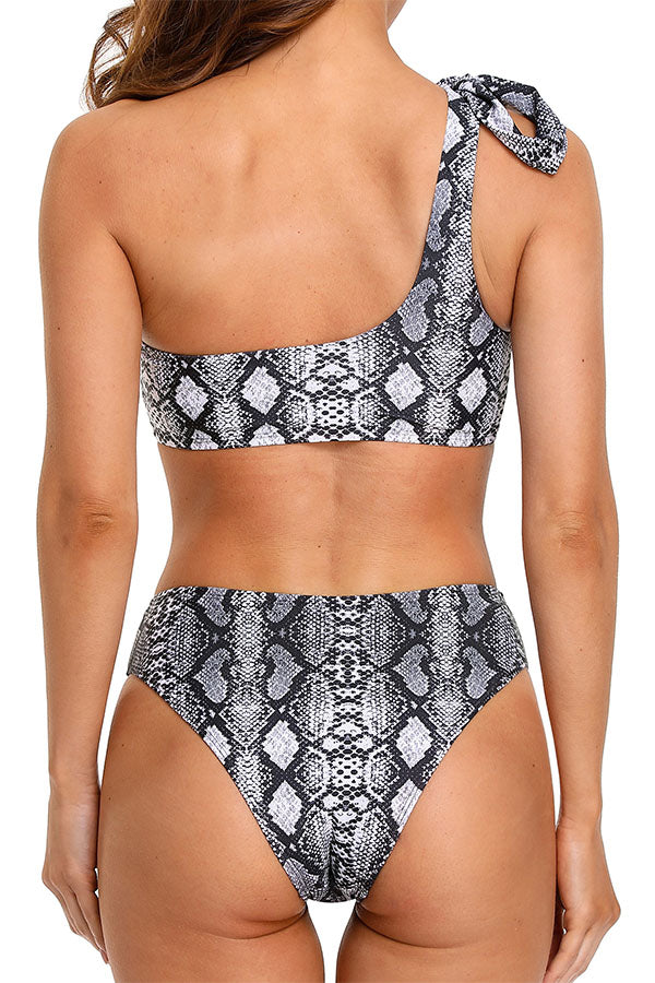 One Shoulder Sexy Bowknot Halter Bikini Swimsuit-7445