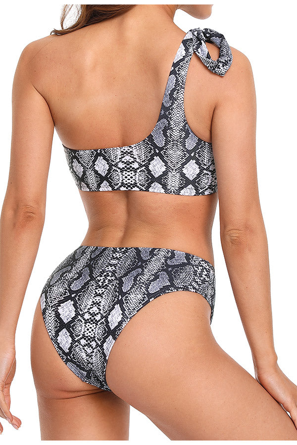 One Shoulder Sexy Bowknot Halter Bikini Swimsuit-7445