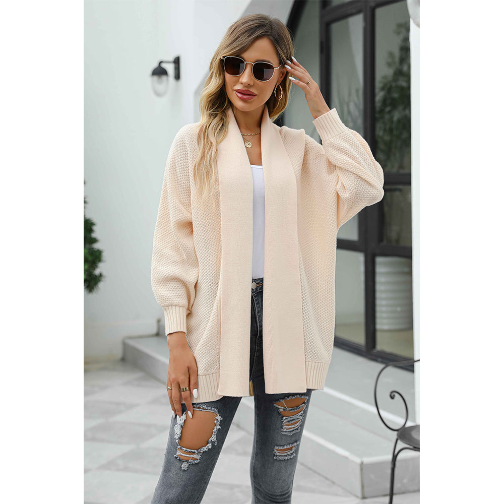 V For City Women's Open Front Cardigan Waffle Knit Sweater