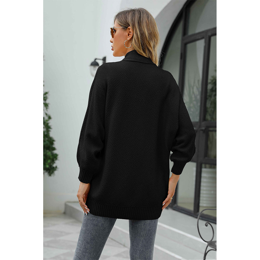 V For City Women's Open Front Cardigan Waffle Knit Sweater