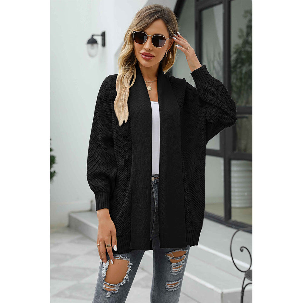 V For City Women's Open Front Cardigan Waffle Knit Sweater