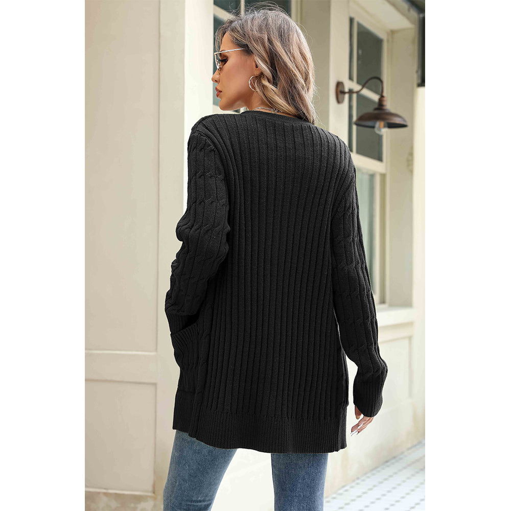 V For City Women's Knit V Neck Long Sleeve Button Front Cardigan with Pockets