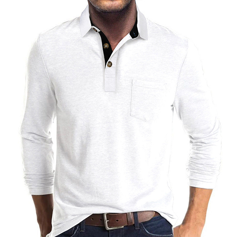 Attraco Men's Long Sleeve Polo Shirt Classic Collared Casual Layering Tops