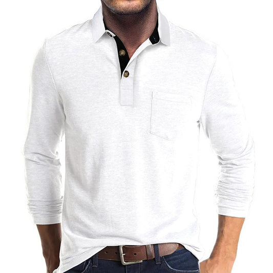 Attraco Men's Long Sleeve Polo Shirt Classic Collared Casual Layering Tops