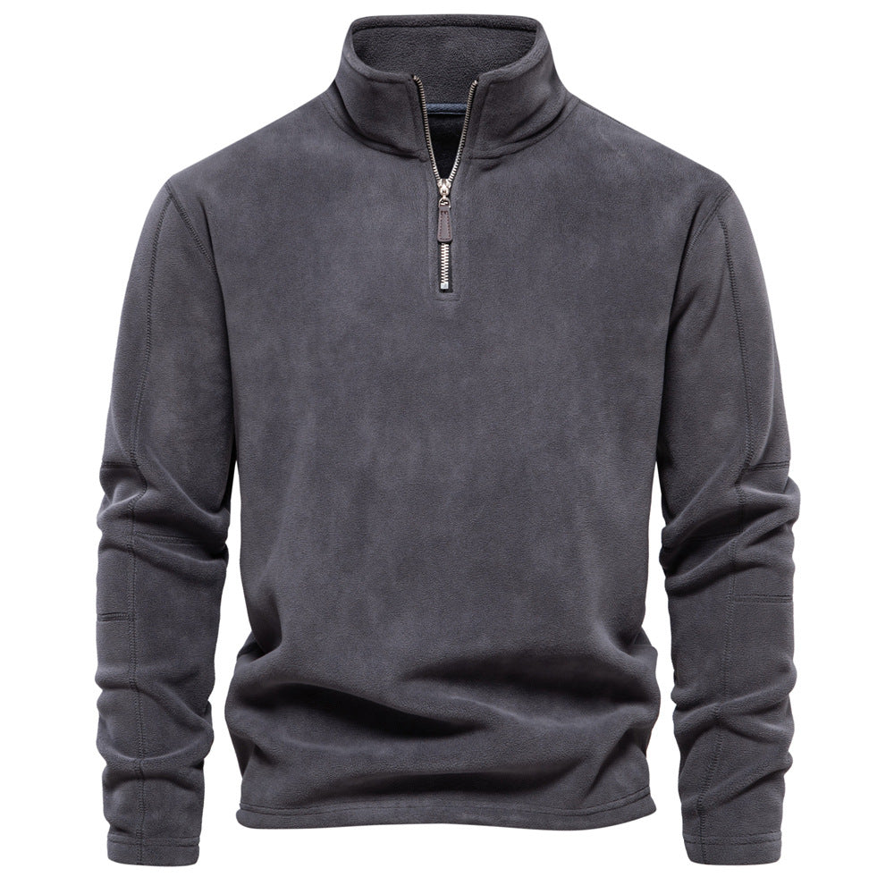 Attraco Men's Fall/Winter New Stand Collar Half-Zip Long-Sleeve Sweatshirt - Polar Fleece Top