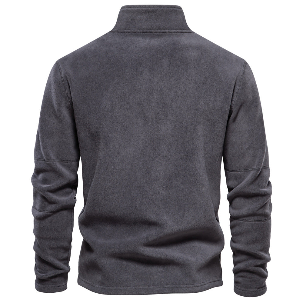 Attraco Men's Fall/Winter New Stand Collar Half-Zip Long-Sleeve Sweatshirt - Polar Fleece Top