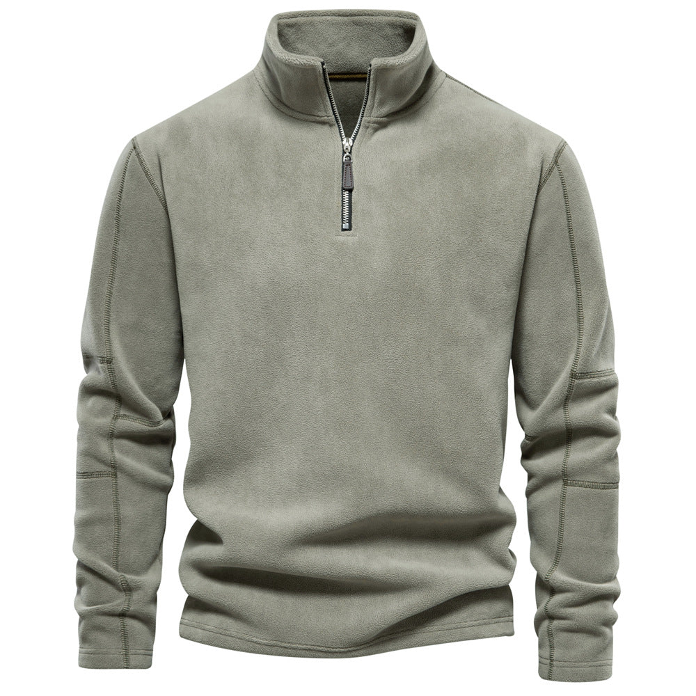 Attraco Men's Fall/Winter New Stand Collar Half-Zip Long-Sleeve Sweatshirt - Polar Fleece Top
