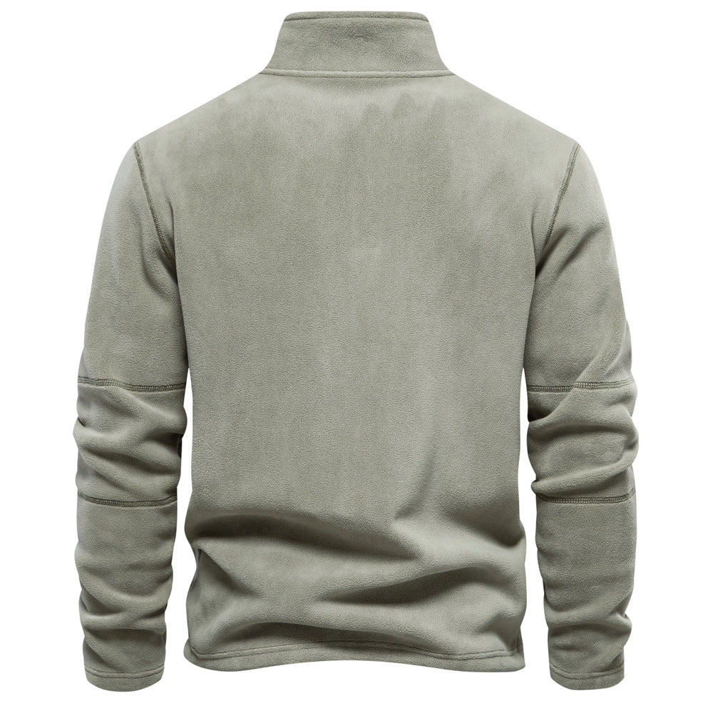 Attraco Men's Fall/Winter New Stand Collar Half-Zip Long-Sleeve Sweatshirt - Polar Fleece Top