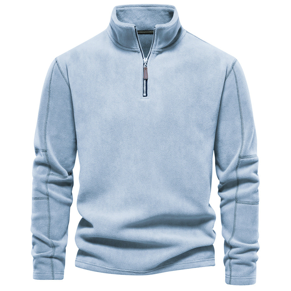 Attraco Men's Fall/Winter New Stand Collar Half-Zip Long-Sleeve Sweatshirt - Polar Fleece Top