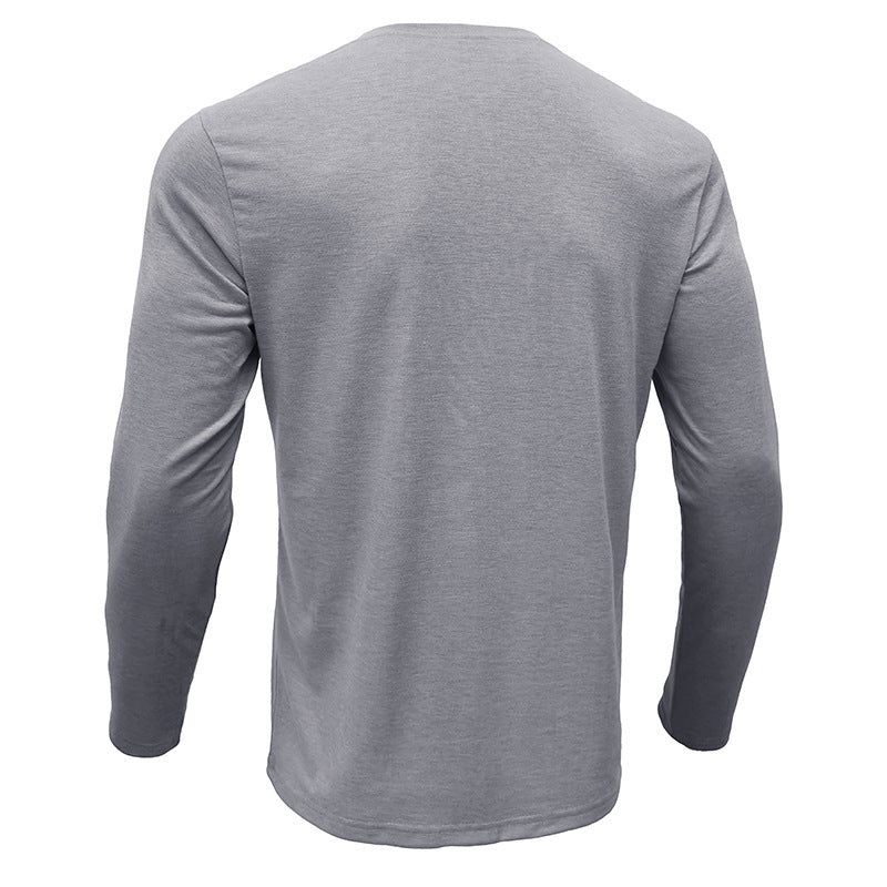 Attraco Men's Long-Sleeve Henley Neck T-Shirt Casual Solid Color Basic Layering Tops