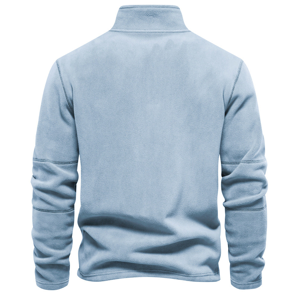 Attraco Men's Fall/Winter New Stand Collar Half-Zip Long-Sleeve Sweatshirt - Polar Fleece Top