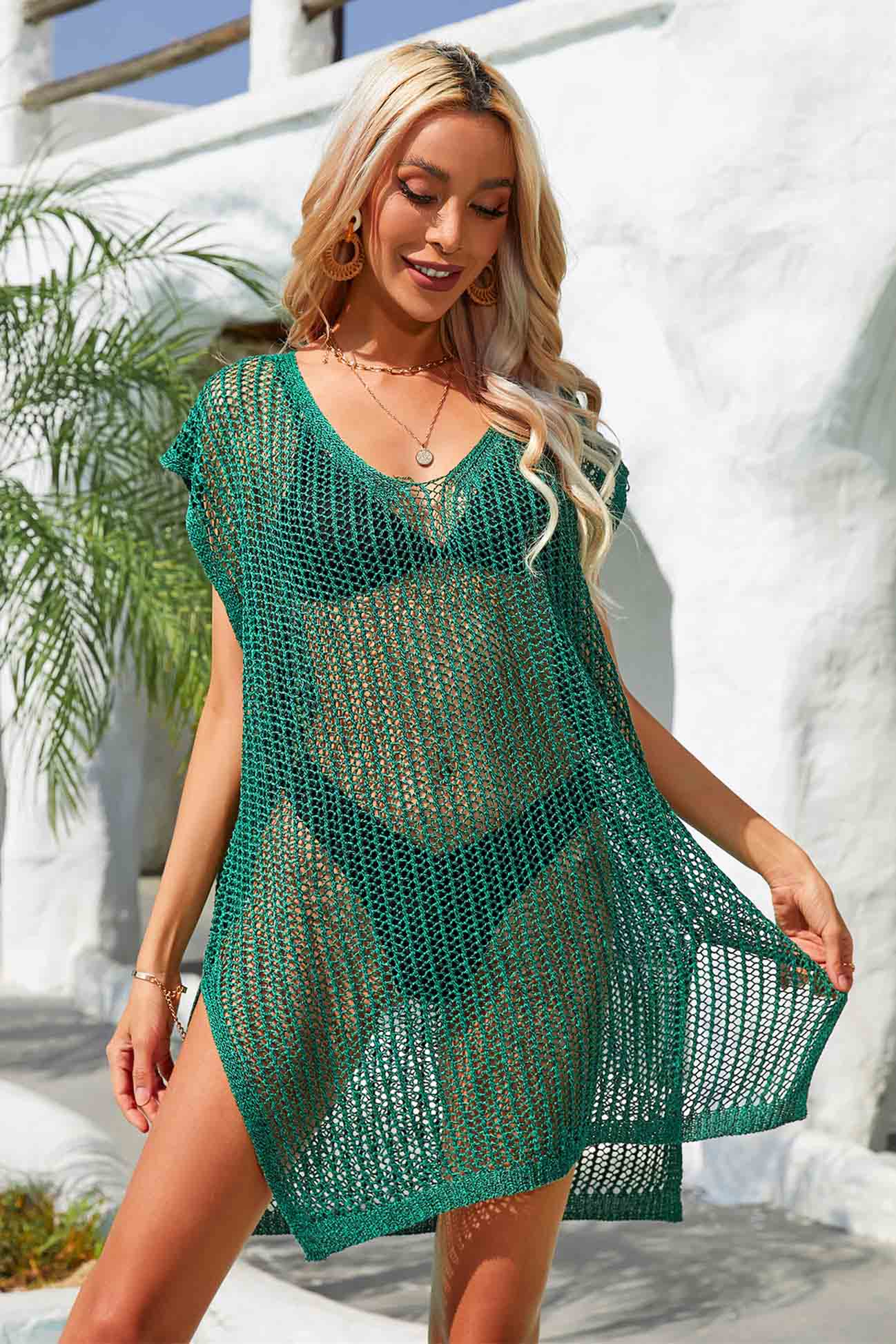 Crochet Net Cover up Swimsuits Dresses Swimwear-AL9471