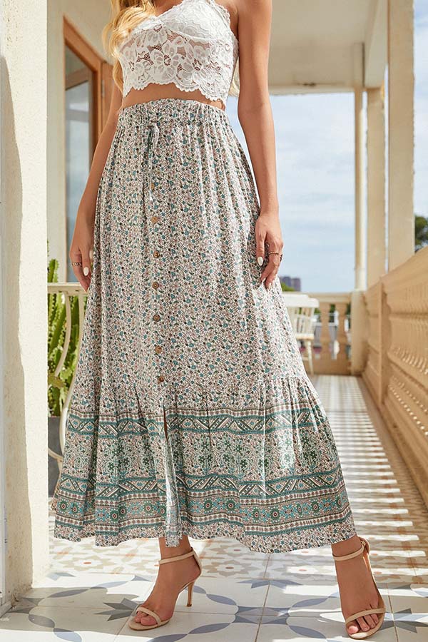 Ladies Floral Print Beach Wear Bohemia Dresses-AL9780