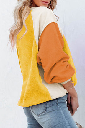 Colorblock Long Sleeve Pullover Fleece Sweatshirt-AL9575