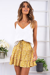 High-Waisted Ruffled Floral Half-Body Skirt-AL9928