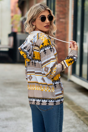 Sweatshirt Hoodie Geometric Print Pullover Top-AL9556