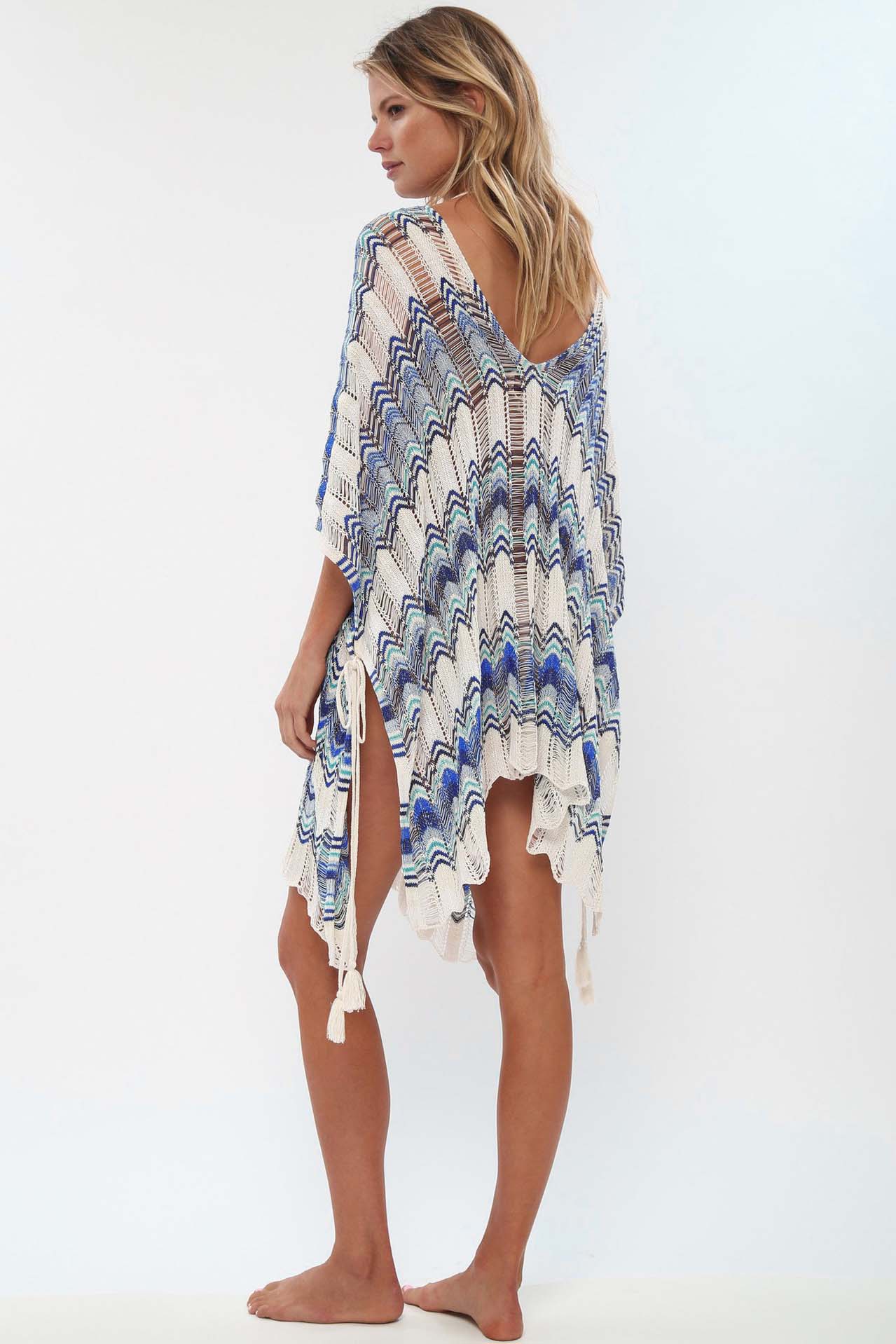 Ripped Wave Crochet High Slit Mini Beach Cover Up-AL9795