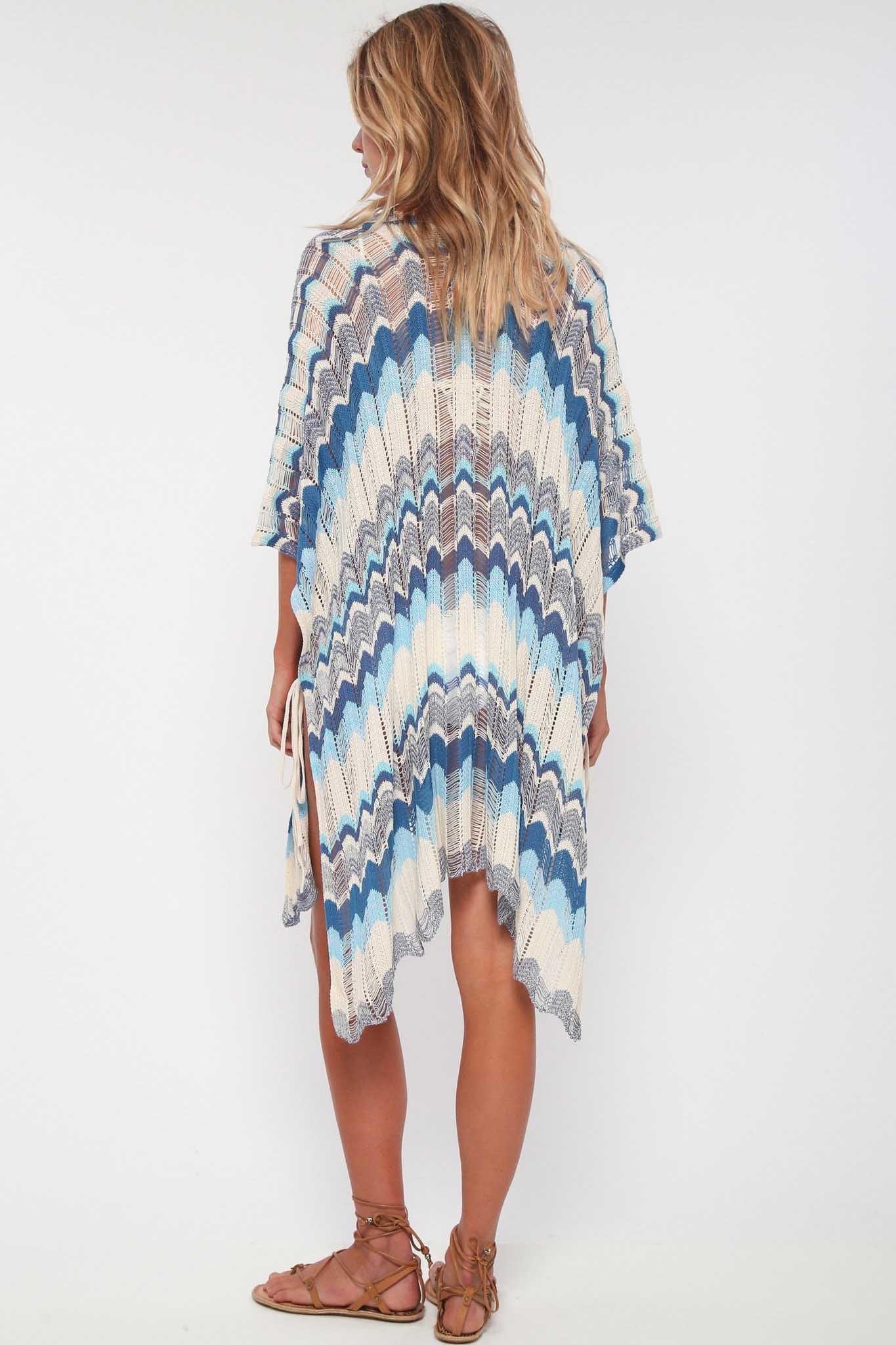 Ripped Wave Crochet High Slit Mini Beach Cover Up-AL9795