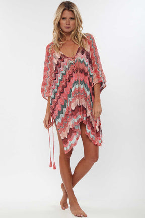 Ripped Wave Crochet High Slit Mini Beach Cover Up-AL9795