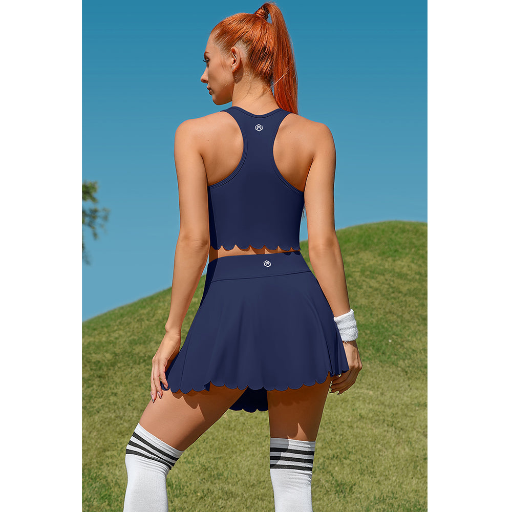 Attraco Women's Tennis Outfits Racerback Golf Activewear Exercise Workout Dress 2 Piece Tennis Skirts Sets