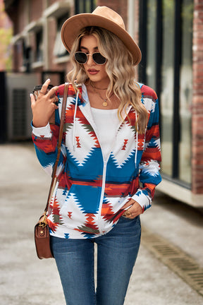 Sweatshirt Hoodie Geometric Print Pullover Top-AL9556