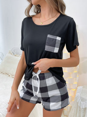 Plaid Top & Short Pajama Set