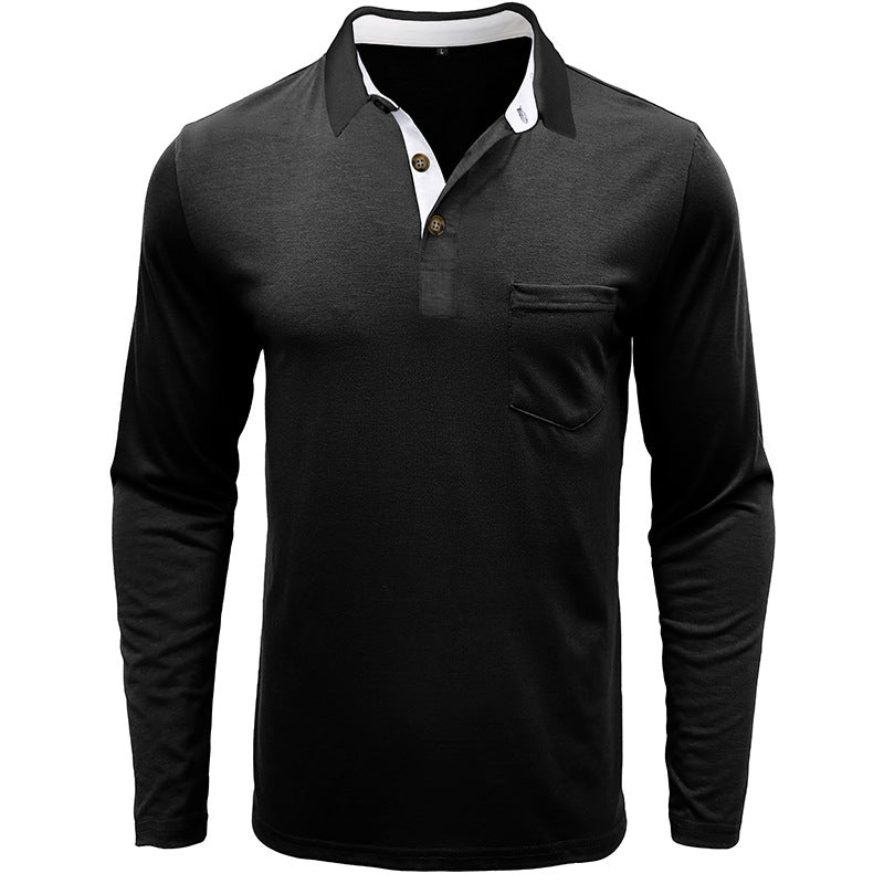 Attraco Men's Long Sleeve Polo Shirt Classic Collared Casual Layering Tops