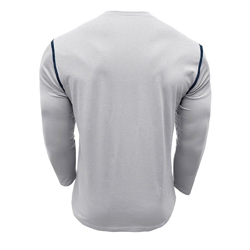 Attraco Men's Long Sleeve Henley Shirt Color Block Casual Pocketed T-Shirt Tops