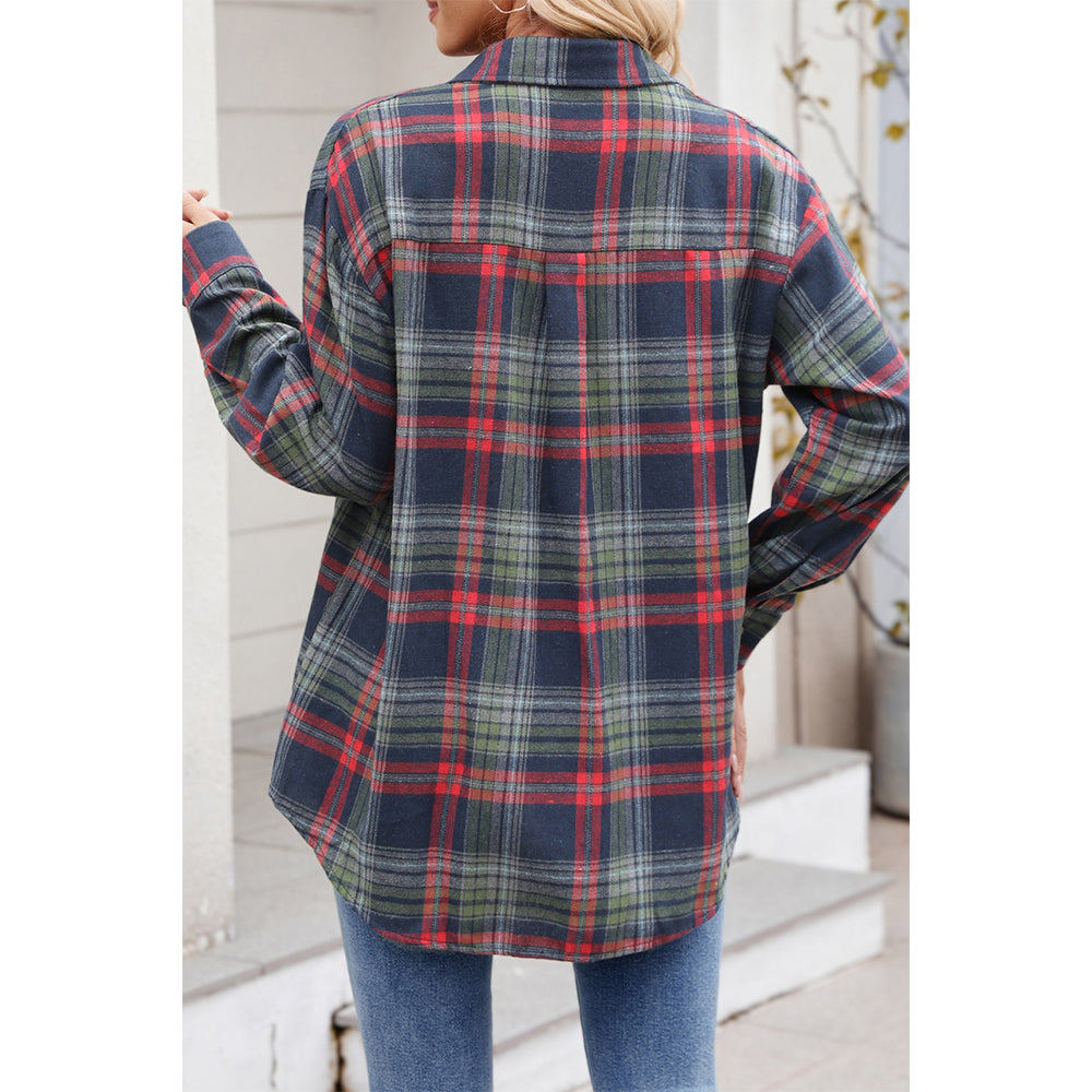 V For City Women's Casual Oversized Button Front Long Sleeve Plaid Shirts with Chest Pockets