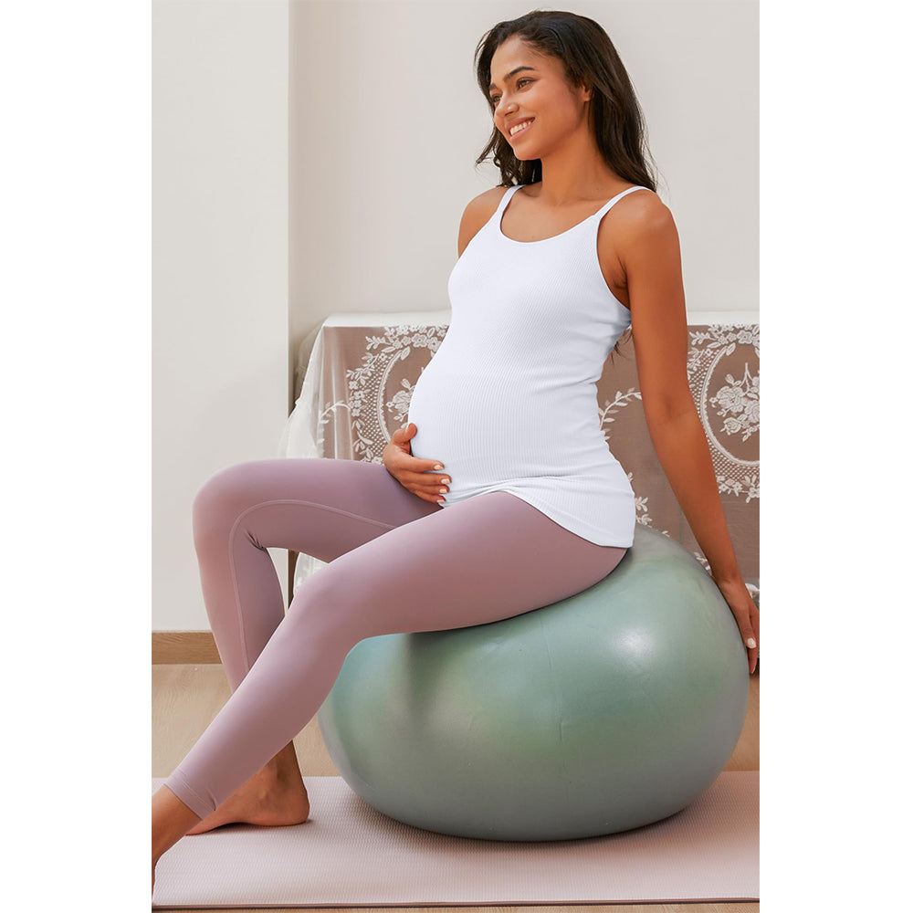 Attraco Women's Maternity Tank Tops with Built in Bra Ribbed Pregnancy Clothes Adjustable Straps