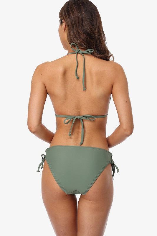 Cutout High Neck Bikini Swimsuits