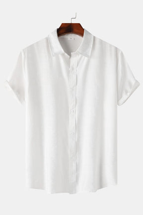 Short Sleeve Solid Button Down Shirts-X5S0949