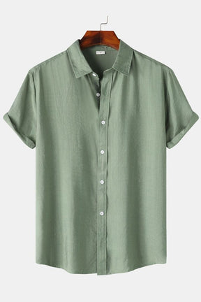 Short Sleeve Solid Button Down Shirts-X5S0949