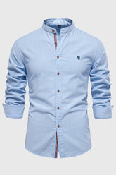 Long Sleeve Solid Button Down Shirt-X5S1080